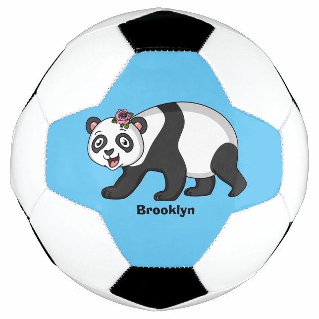Niedlicher Panda-Bär mit Blume Cartoon Fußball (Vorderseite)