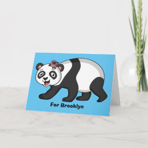 Niedlicher Panda-Bär mit Blume Cartoon Karte