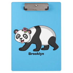 Niedlicher Panda-Bär mit Blume Cartoon Klemmbrett