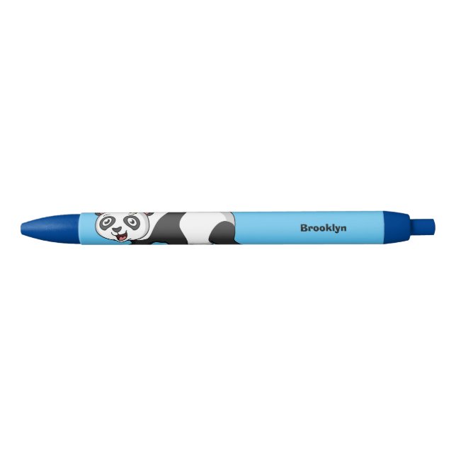 Niedlicher Panda-Bär mit Blume Cartoon Kugelschreiber (Vorderseite)