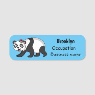 Niedlicher Panda-Bär mit Blume Cartoon Namensschild