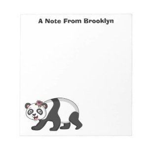 Niedlicher Panda-Bär mit Blume Cartoon Notizblock