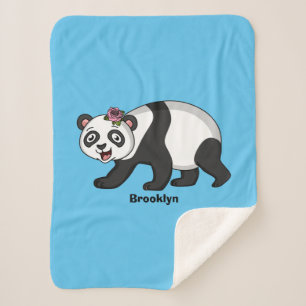 Niedlicher Panda-Bär mit Blume Cartoon Sherpadecke