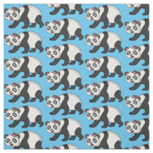 Niedlicher Panda-Bär mit Blume Cartoon Stoff