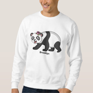 Niedlicher Panda-Bär mit Blume Cartoon Sweatshirt