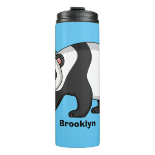 Niedlicher Panda-Bär mit Blume Cartoon Thermosbecher