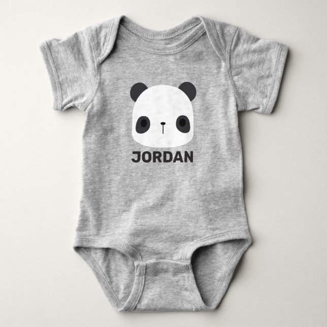 Niedlicher Panda-Bär mit Personalisiertem Namen Baby Strampler (Vorderseite)
