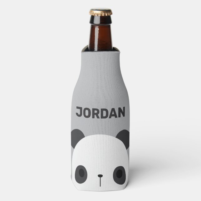 Niedlicher Panda-Bär mit Personalisiertem Namen Flaschenkühler (Flaschenvorderseite)