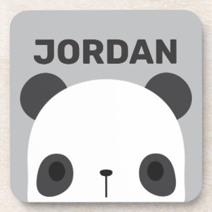 Niedlicher Panda-Bär mit Personalisiertem Namen Getränkeuntersetzer