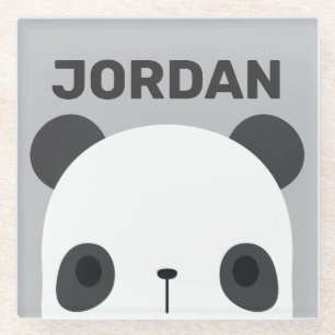 Niedlicher Panda-Bär mit Personalisiertem Namen Glasuntersetzer