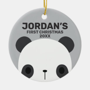 Niedlicher Panda-Bär mit Personalisiertem Namen Keramik Ornament
