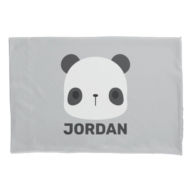 Niedlicher Panda-Bär mit Personalisiertem Namen Kissenbezug (Vorderseite)