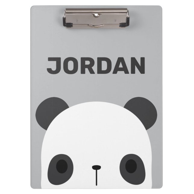 Niedlicher Panda-Bär mit Personalisiertem Namen Klemmbrett (Vorderseite)