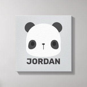 Niedlicher Panda-Bär mit Personalisiertem Namen Leinwanddruck