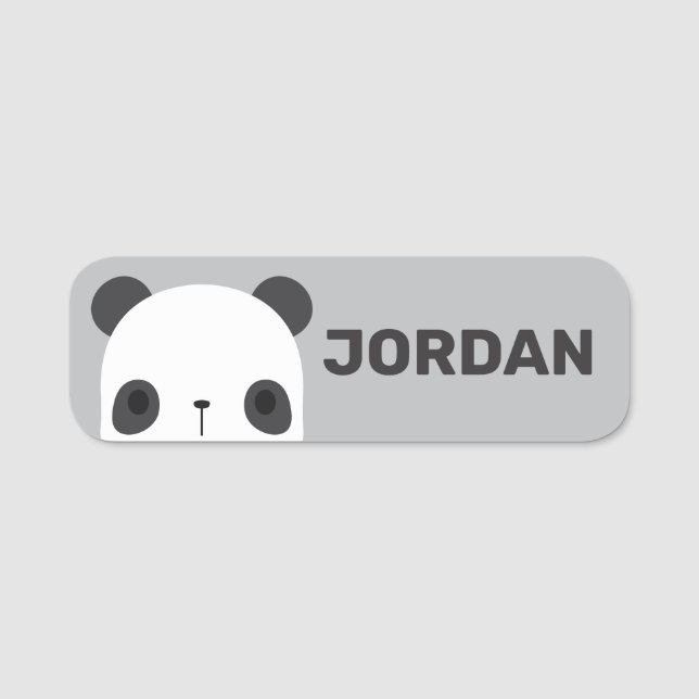 Niedlicher Panda-Bär mit Personalisiertem Namen Namensschild (Vorderseite)