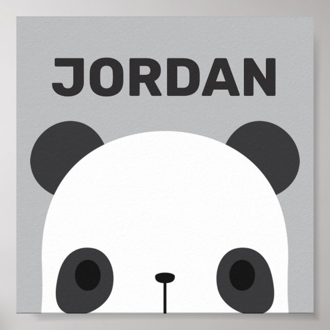 Niedlicher Panda-Bär mit Personalisiertem Namen Po Poster (Vorne)