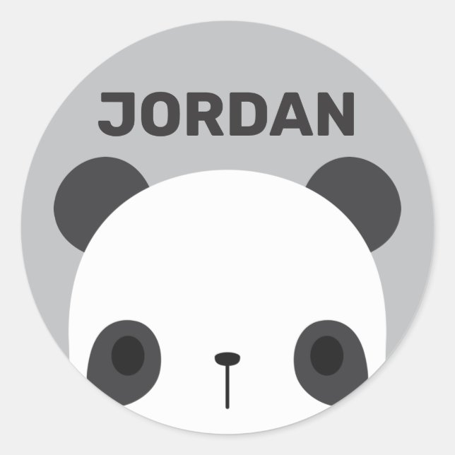 Niedlicher Panda-Bär mit Personalisiertem Namen Runder Aufkleber (Vorderseite)
