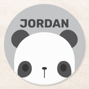 Niedlicher Panda-Bär mit Personalisiertem Namen Runder Pappuntersetzer