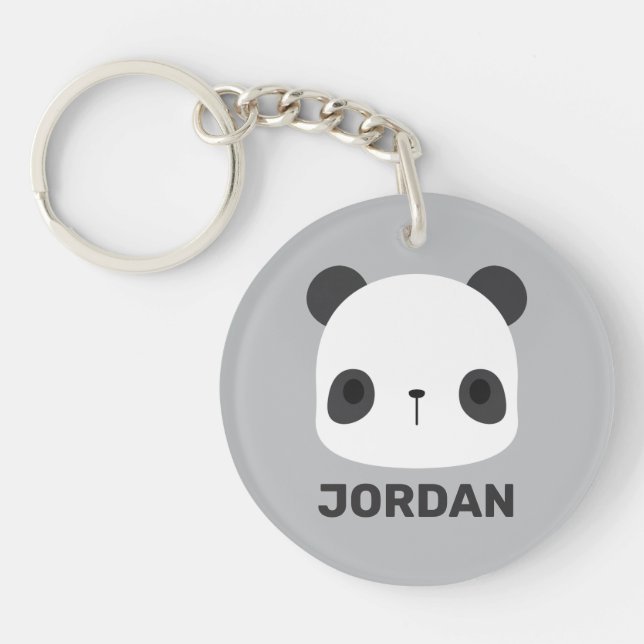 Niedlicher Panda-Bär mit Personalisiertem Namen Schlüsselanhänger (Vorderseite)
