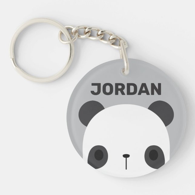 Niedlicher Panda-Bär mit Personalisiertem Namen Schlüsselanhänger (Vorderseite)