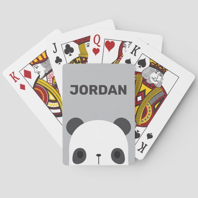 Niedlicher Panda-Bär mit Personalisiertem Namen Spielkarten (Rückseite)