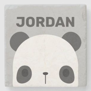 Niedlicher Panda-Bär mit Personalisiertem Namen Steinuntersetzer