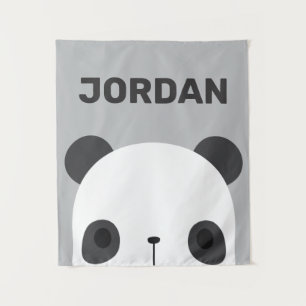 Niedlicher Panda-Bär mit Personalisiertem Namensba Wandteppich