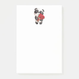 Niedlicher Panda-Bär mit Rose Bouquet Post-it Klebezettel