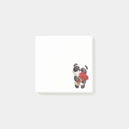 Niedlicher Panda-Bär mit Rose Bouquet Post-it Klebezettel
