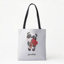 Niedlicher Panda-Bär mit Rose Bouquet