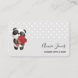 Niedlicher Panda-Bär mit Rose Bouquet Visitenkarte