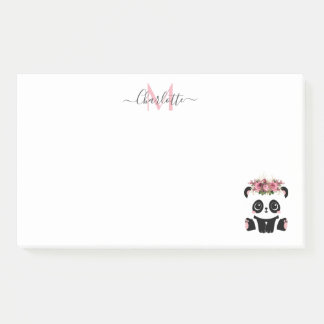 Niedlicher Panda-Bär personalisierte Monogramm Post-it Klebezettel