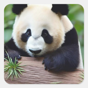 Niedlicher Panda-Bär Quadratischer Aufkleber