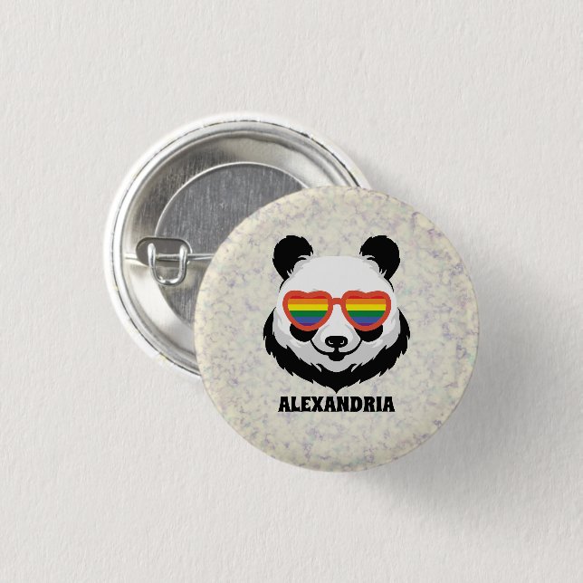 Niedlicher Panda-Bär | Regenbogen | LGBTQ Button (Vorne & Hinten)