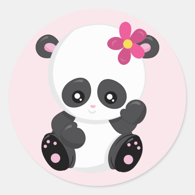 Niedlicher Panda-Bär Runder Aufkleber (Vorderseite)