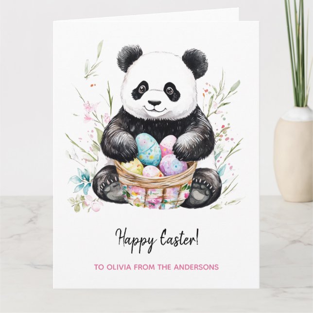 Niedlicher Panda Bär Rustikales Ostern Karte (Vorderseite)