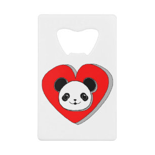Niedlicher Panda-Bär und Rotes Herz Zeichnend Geldbeutel Flaschenöffner