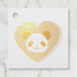 Niedlicher Panda-Bär und Rotes Herz Zeichnend Geschenkanhänger