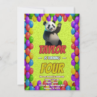 Niedlicher Panda-Bär zum Geburtstag einladen Einladung