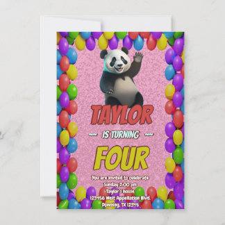 Niedlicher Panda-Bär zum Geburtstag einladen Einladung