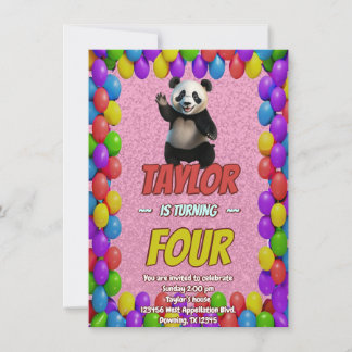 Niedlicher Panda-Bär zum Geburtstag einladen Einladung