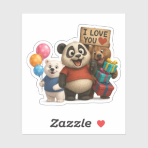 Niedlicher Panda & Bären Geburtstag Vinyl Sticker