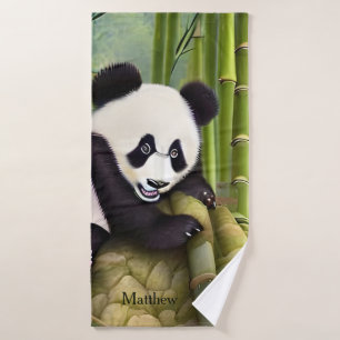Niedlicher Panda Bärenkids Monogram Badehandtuch