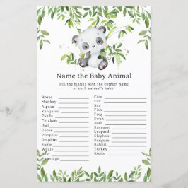 Niedlicher Panda Bear Greenername Baby Animal Game