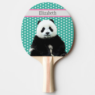 Niedlicher Panda Bear Kids Blauer Name Tier Tischtennis Schläger