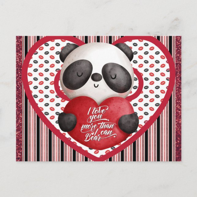 Niedlicher Panda Bear Valentinstag Postkarte (Vorderseite)