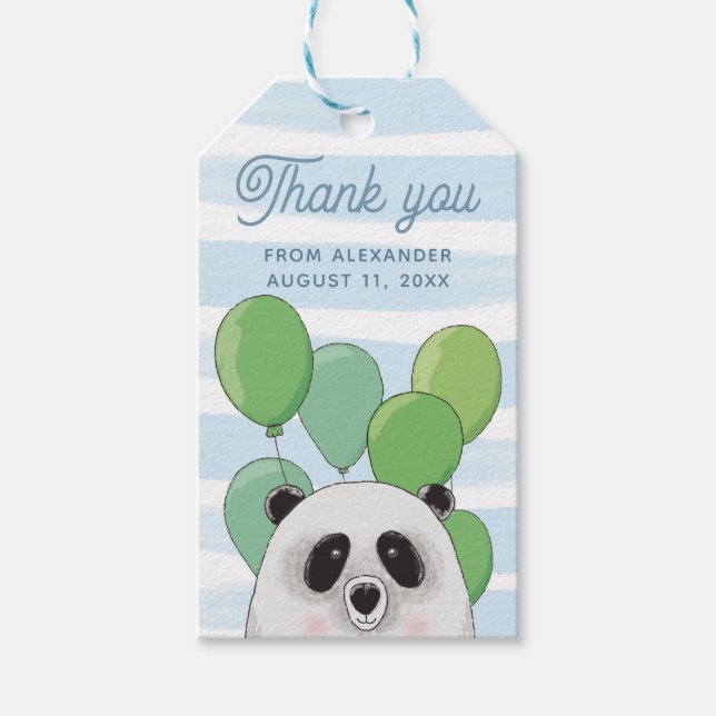 Niedlicher Panda. Blue Green Bären Tierkinder Viel Geschenkanhänger (Vorderseite)
