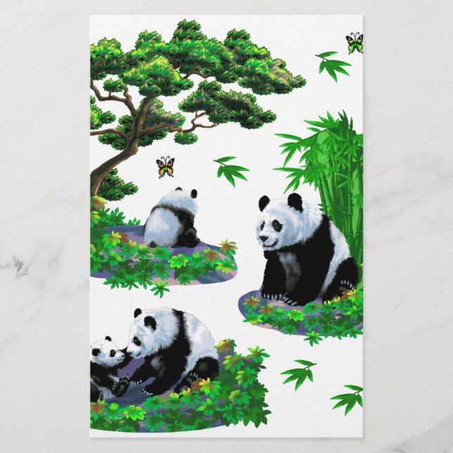 niedlicher Panda-Cartoon Briefpapier (Vorderseite)