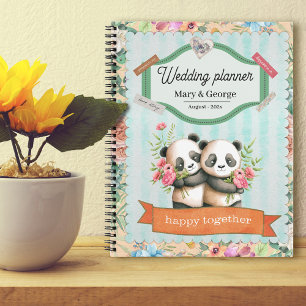 Niedlicher Panda Couple Weddingplaner Notizbuch