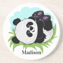 Niedlicher Panda individuelle Name Sandstein Unter Getränkeuntersetzer